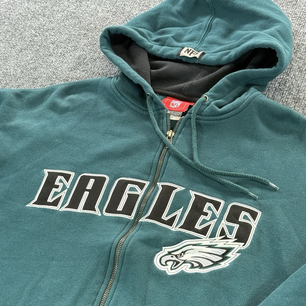 Vintage NFL Philadelphia Eagles Embroidered Zip Up Hoodie Green Mens 2XL